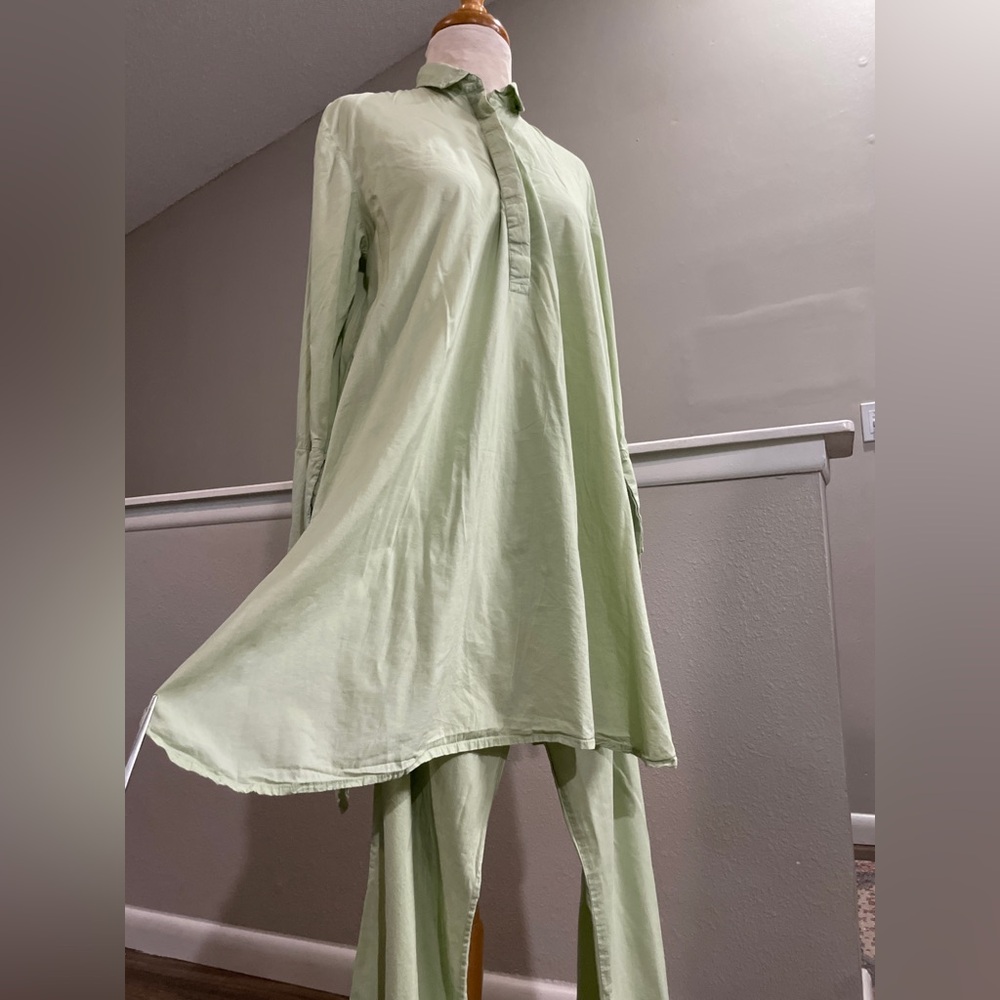 Khaadi Light Green Long Sleeve Tunic and Pant Set size Small